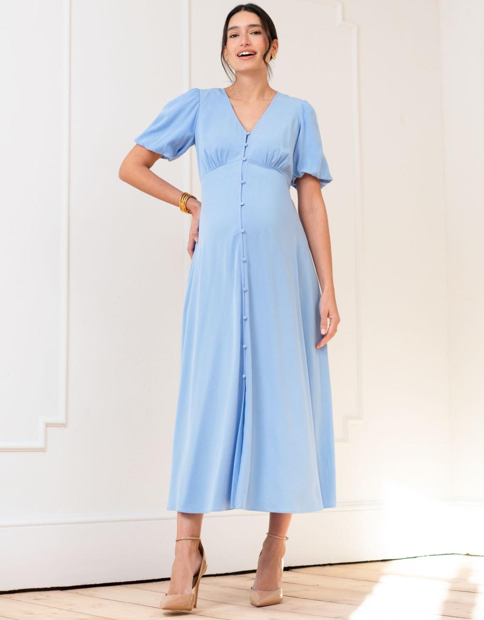 Women Seraphine Dresses | Button-through V Neck Maternity And Nursing Dress