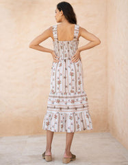 Women Seraphine Dresses | Cotton Shirred Strappy Midi Maternity-To-Nursing Dress