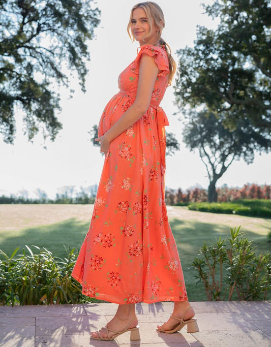 Women Seraphine Dresses | Flutter Sleeve Maxi Wrap Maternity Dress