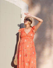 Women Seraphine Dresses | Flutter Sleeve Maxi Wrap Maternity Dress
