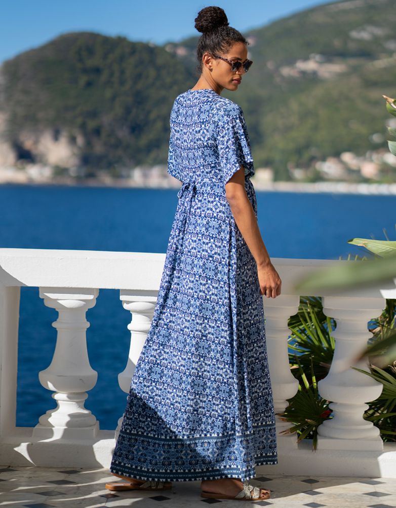 Women Seraphine Dresses | Mediterranean Blue Maternity &amp; Nursing Maxi Dress