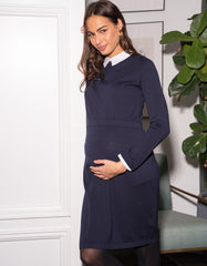 Women Seraphine Dresses | Navy Cotton Blend Maternity &amp; Nursing Jumper Dress| Seraphine