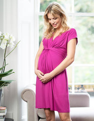 Women Seraphine Dresses | Pink Fuchsia Knot Front Maternity Dress