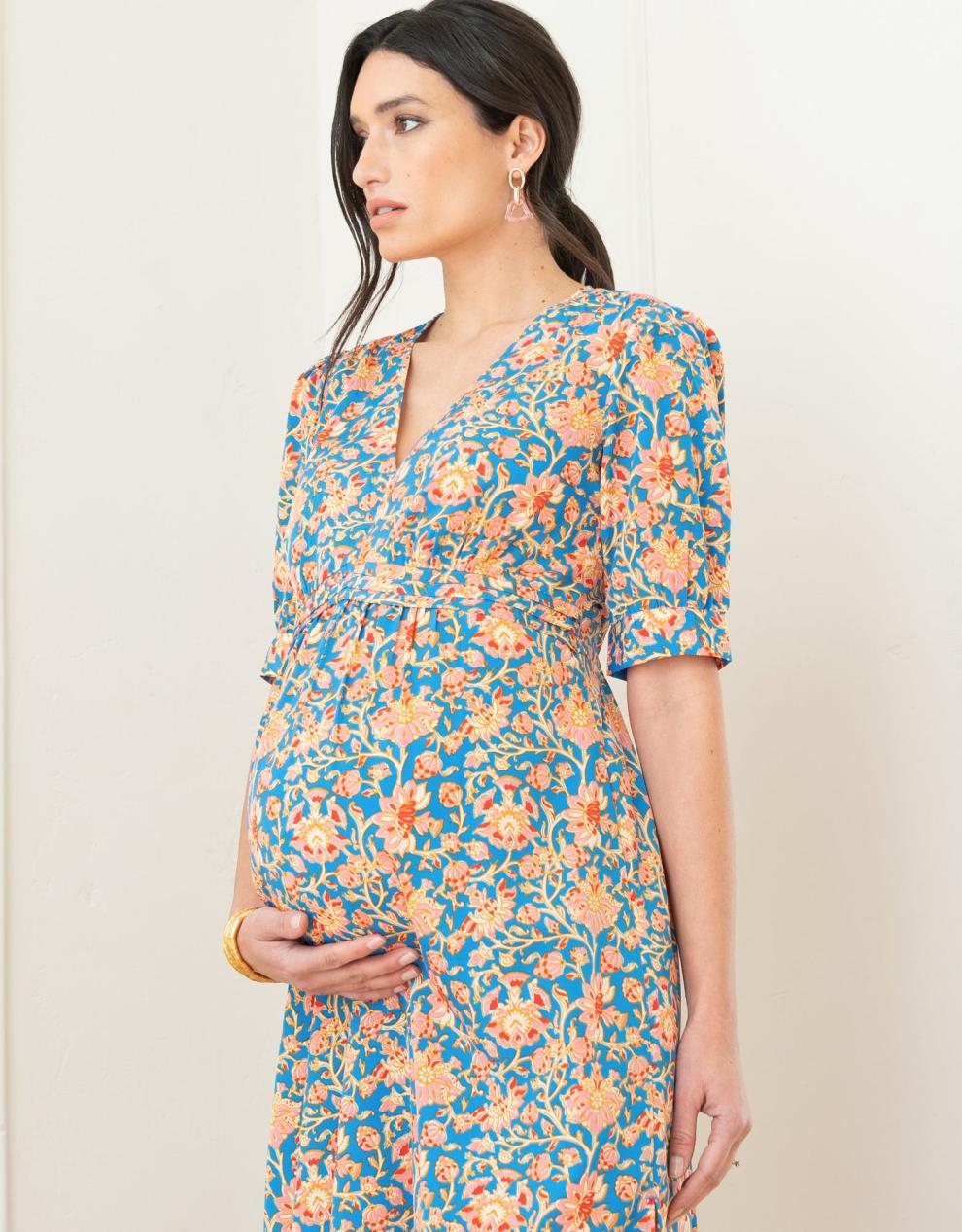Women Seraphine Dresses | Pleat Detail A-Line Maxi Maternity Dress