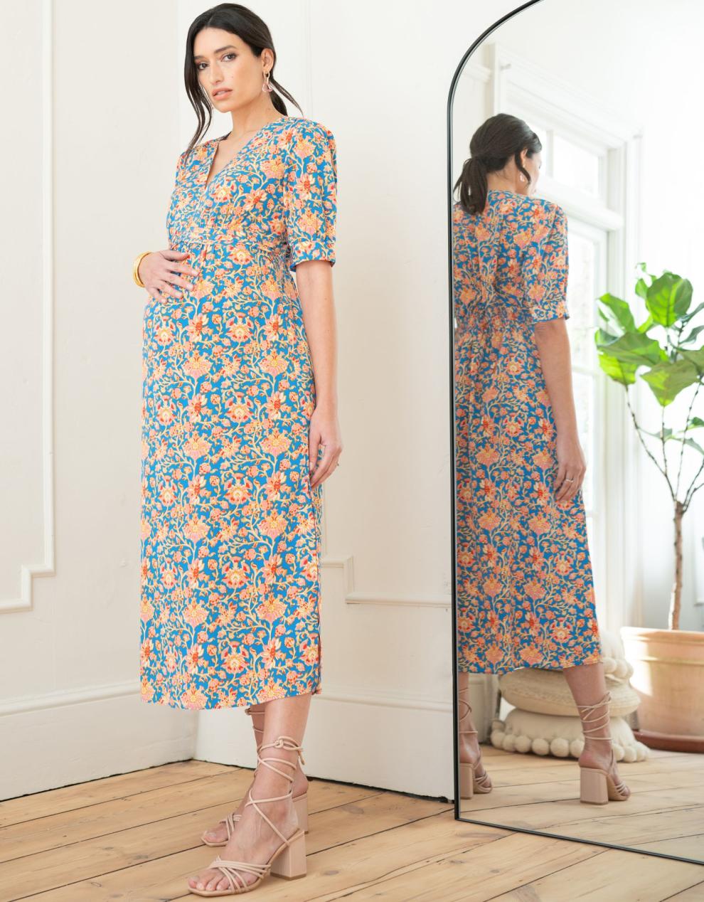 Women Seraphine Dresses | Pleat Detail A-Line Maxi Maternity Dress