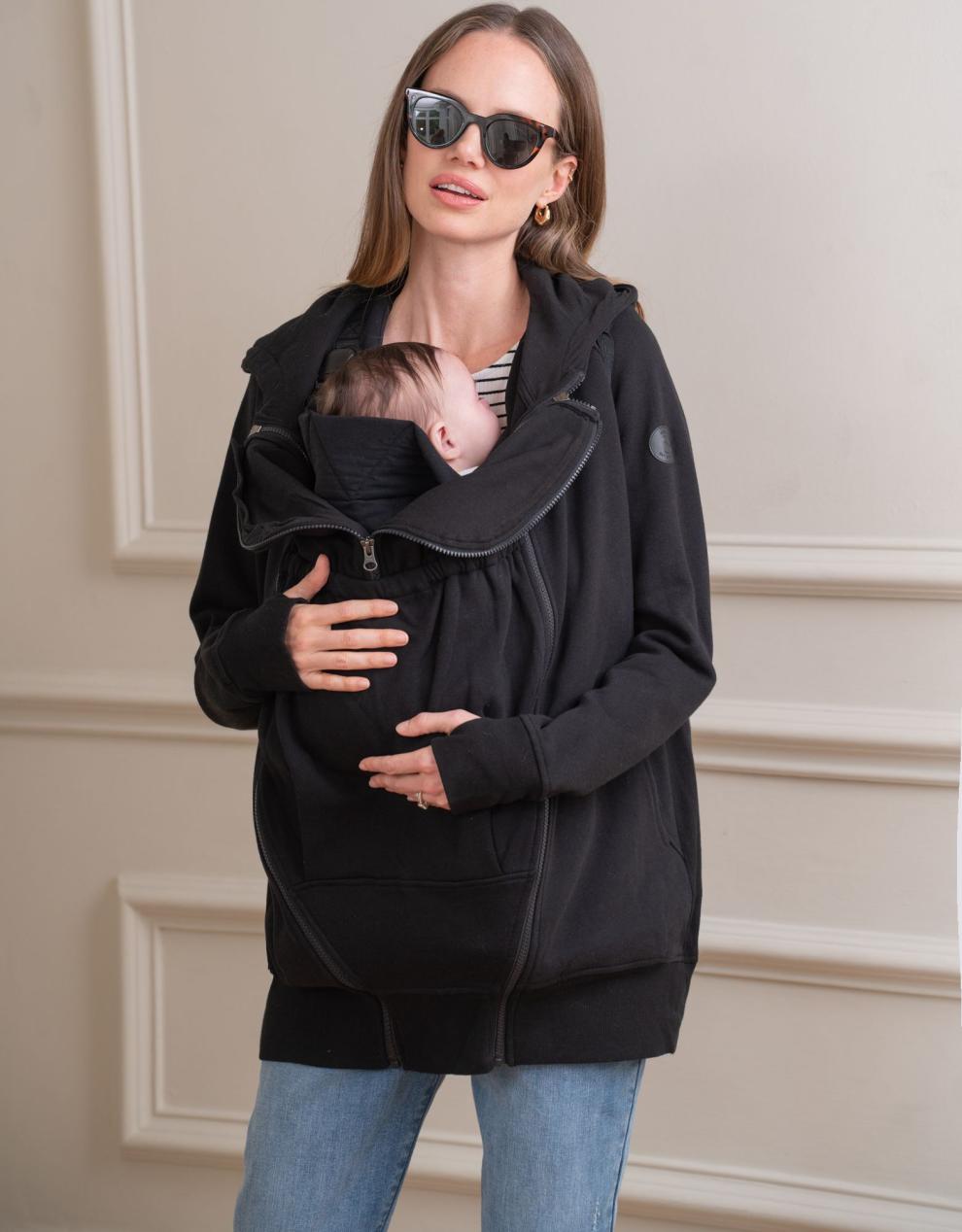 Women Seraphine Essentials | Black 3 In 1 Maternity Hoodie