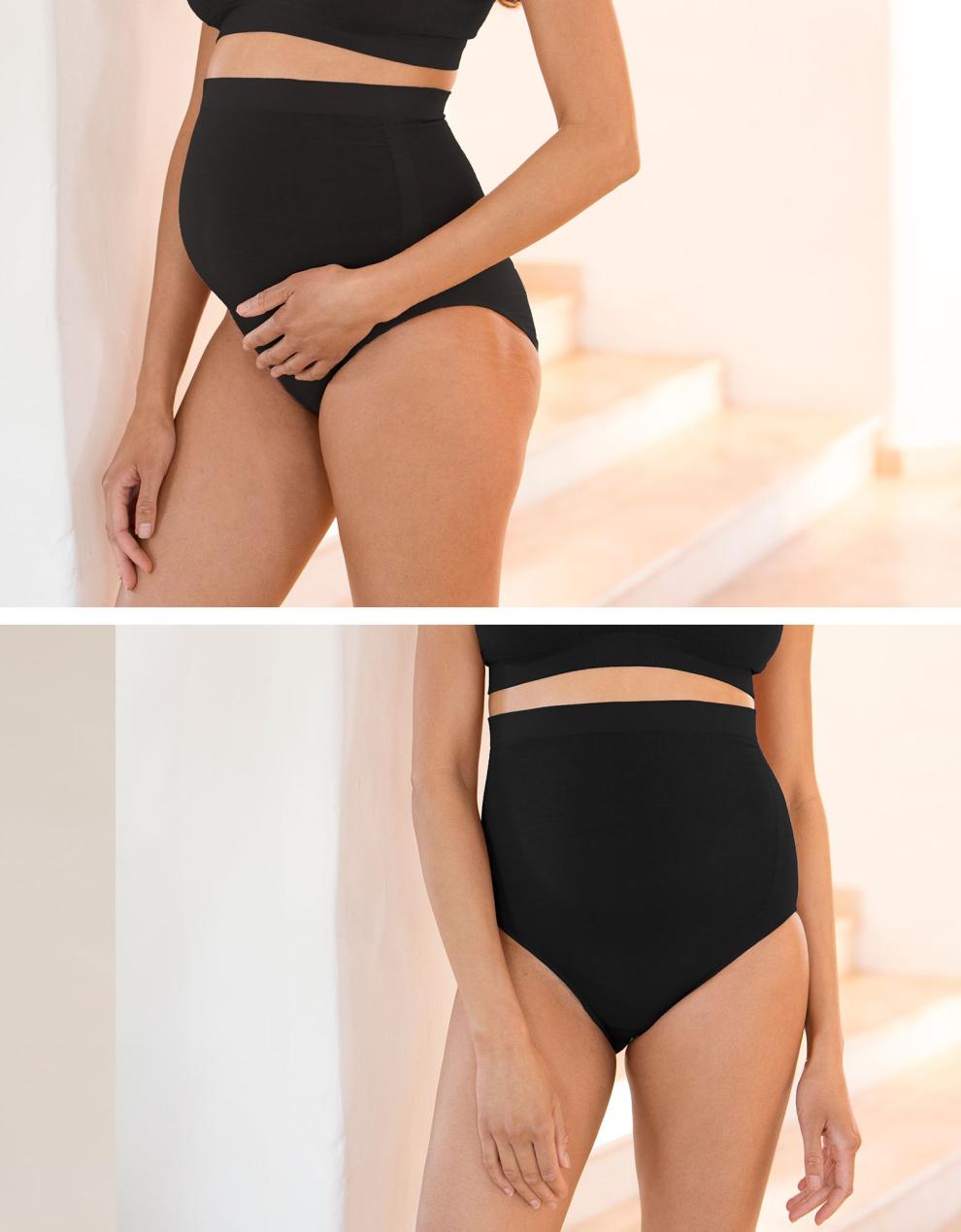 Women Seraphine Essentials | Twin Pack Bamboo Over Bump Maternity Briefs - Black