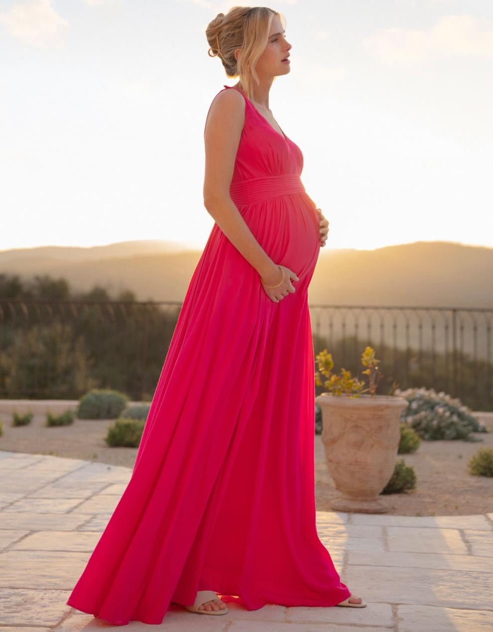 Women Seraphine Formal Dresses | Maxi-Length Maternity-To-Nursing Dress With Pleat Details
