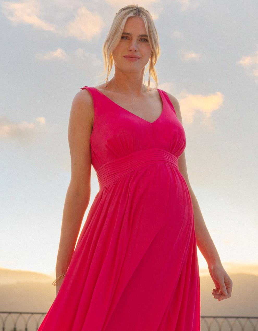 Women Seraphine Formal Dresses | Maxi-Length Maternity-To-Nursing Dress With Pleat Details