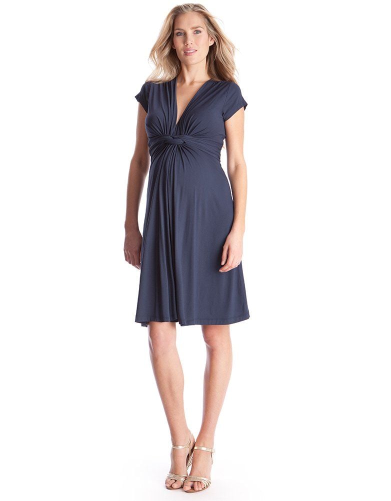 Women Seraphine Formal Dresses | Navy Blue Knot Front Maternity Dress