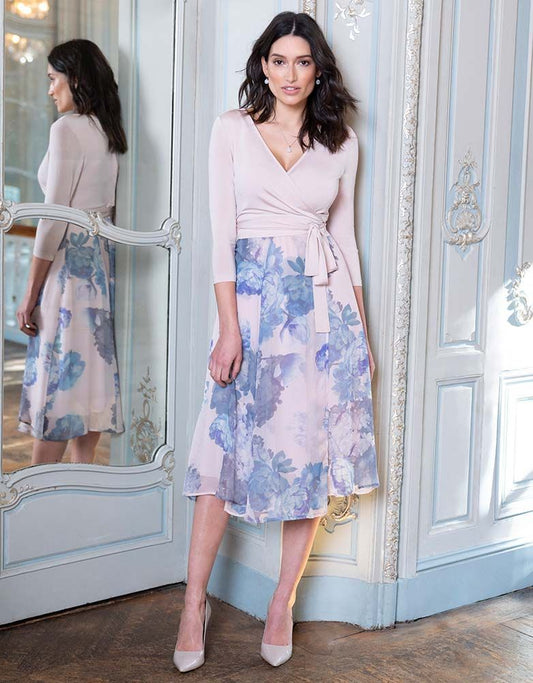 Women Seraphine Formal Dresses | Pastel Floral Wrap Midi Maternity Dress
