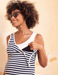 Women Seraphine Formal Dresses | Two Pack Sleeveless Fit &amp; Flare Maternity &amp; Nursing Dresses - Black &amp; White