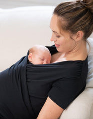 Women Seraphine Hoodies &amp; Tops | Black Cotton Short-Sleeve Skin To Skin Top