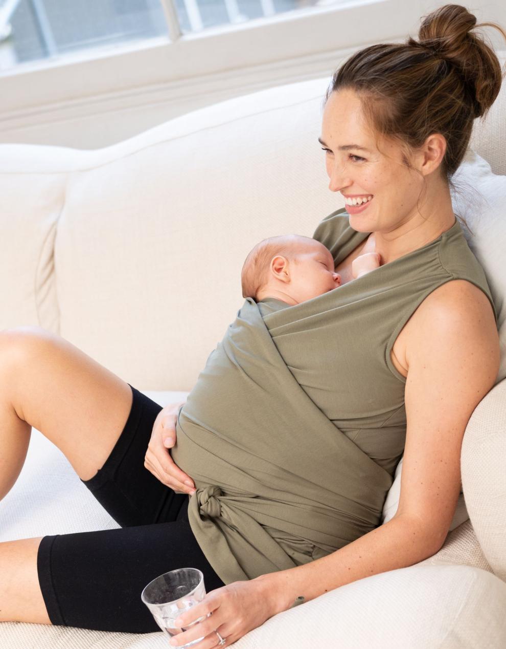 Women Seraphine Hoodies &amp; Tops | Khaki Cotton Skin To Skin Top