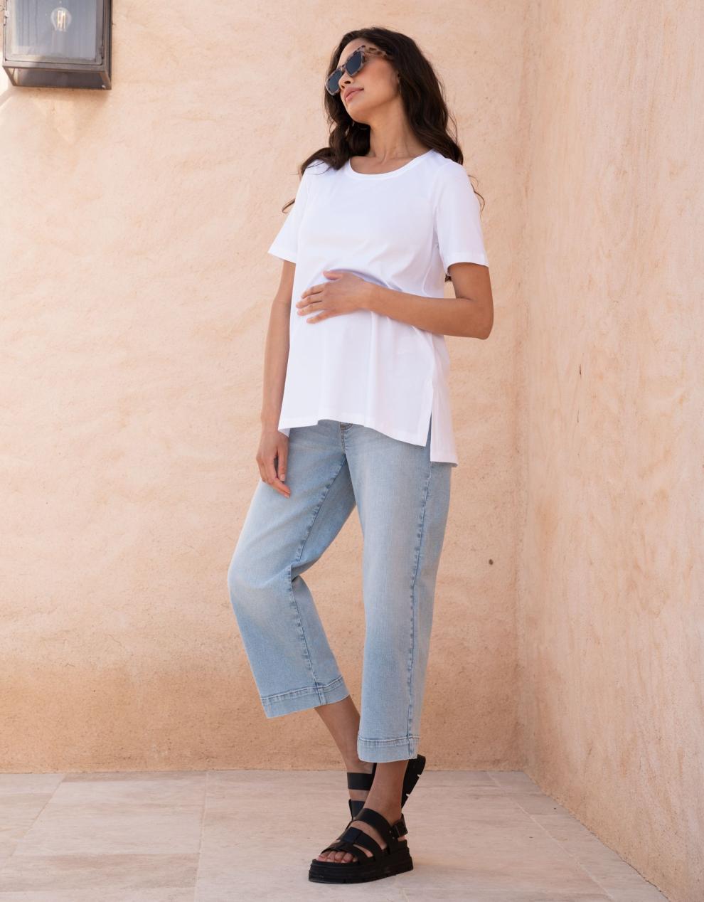 Women Seraphine Jeans | Cropped Straight Wide-Leg Maternity Jeans