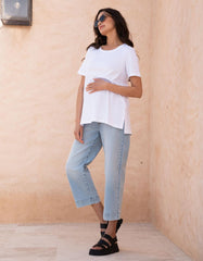 Women Seraphine Jeans | Cropped Straight Wide-Leg Maternity Jeans