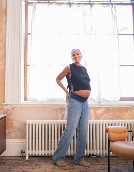 Women Seraphine Jeans | Organic Mid Bump Wide Leg Maternity Jeans