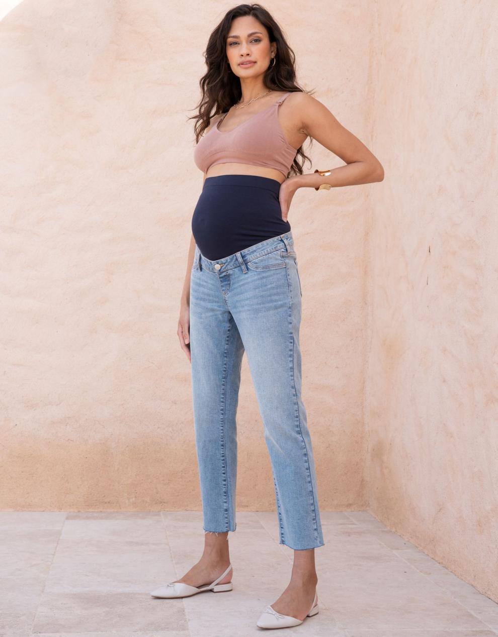 Women Seraphine Jeans | Over Bump Frayed Hem Maternity Jeans
