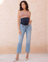 Women Seraphine Jeans | Over Bump Frayed Hem Maternity Jeans