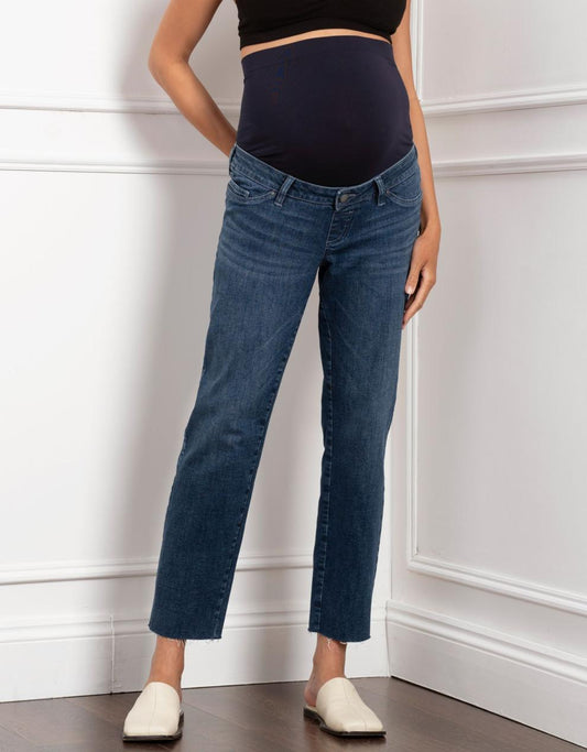 Women Seraphine Jeans | Tapered Frayed Hem Maternity Jeans