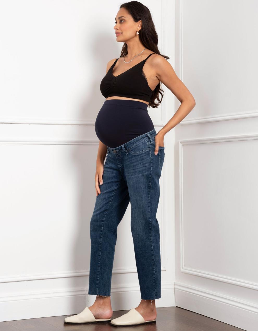 Women Seraphine Jeans | Tapered Frayed Hem Maternity Jeans