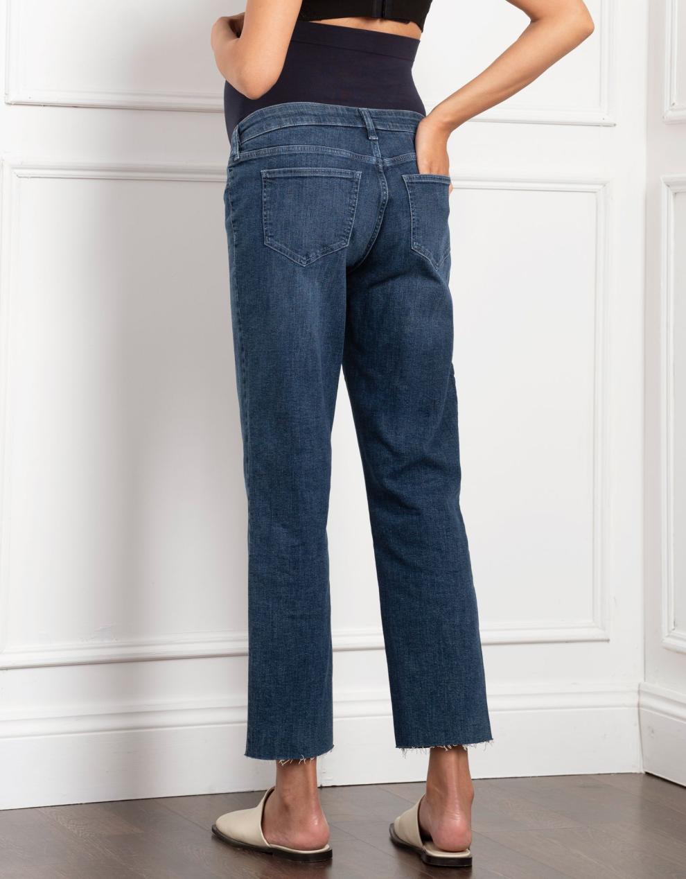 Women Seraphine Jeans | Tapered Frayed Hem Maternity Jeans