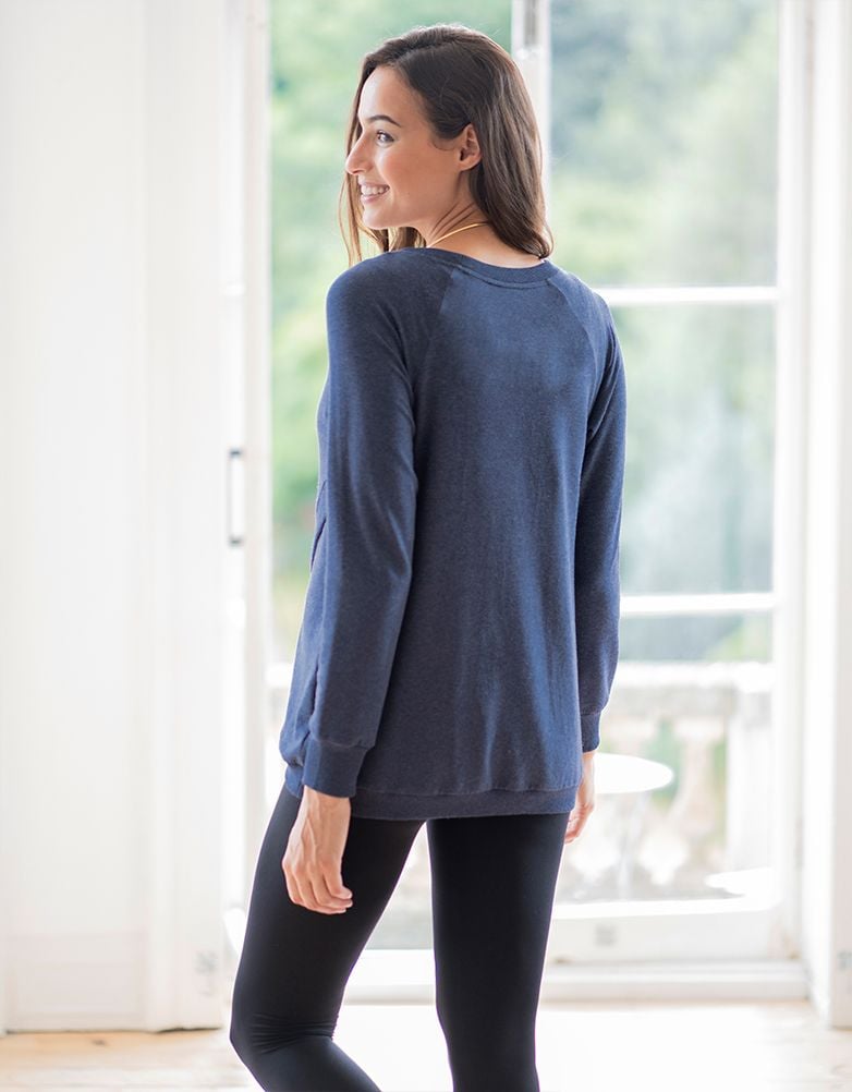 Women Seraphine Jumpers &amp; Knitwear | Blue Maternity &amp; Nursing Sweatshirt