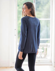Women Seraphine Jumpers &amp; Knitwear | Blue Maternity &amp; Nursing Sweatshirt