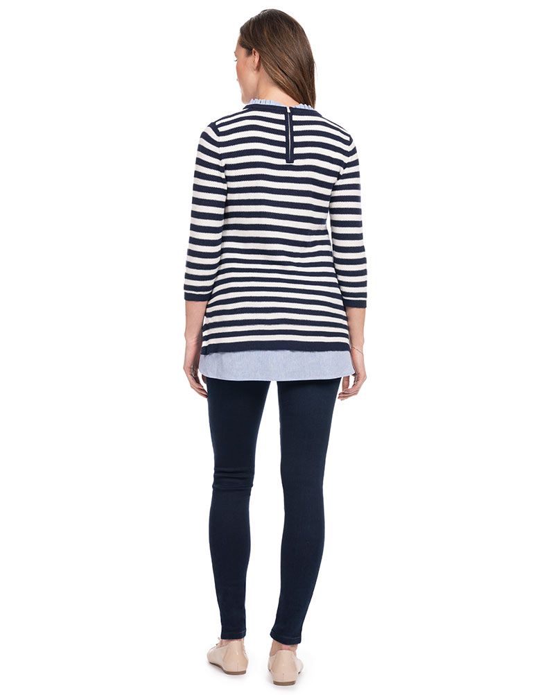 Women Seraphine Jumpers &amp; Knitwear | Cotton Maternity &amp; Nursing Sweater With Detachable Collar