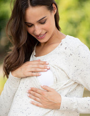 Women Seraphine Jumpers &amp; Knitwear | Cream Cotton Blend Maternity &amp; Nursing Sweater Dress