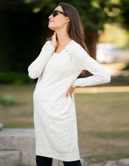 Women Seraphine Jumpers &amp; Knitwear | Cream Cotton Blend Maternity &amp; Nursing Sweater Dress