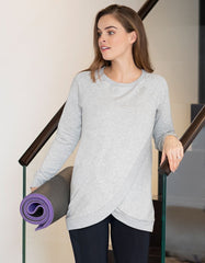 Women Seraphine Jumpers &amp; Knitwear | Grey Cotton Blend Maternity &amp; Nursing Sweatshirt