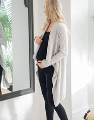 Women Seraphine Jumpers &amp; Knitwear | Grey Cotton &amp; Cashmere Waterfall Maternity Cardigan