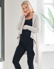 Women Seraphine Jumpers &amp; Knitwear | Grey Cotton &amp; Cashmere Waterfall Maternity Cardigan