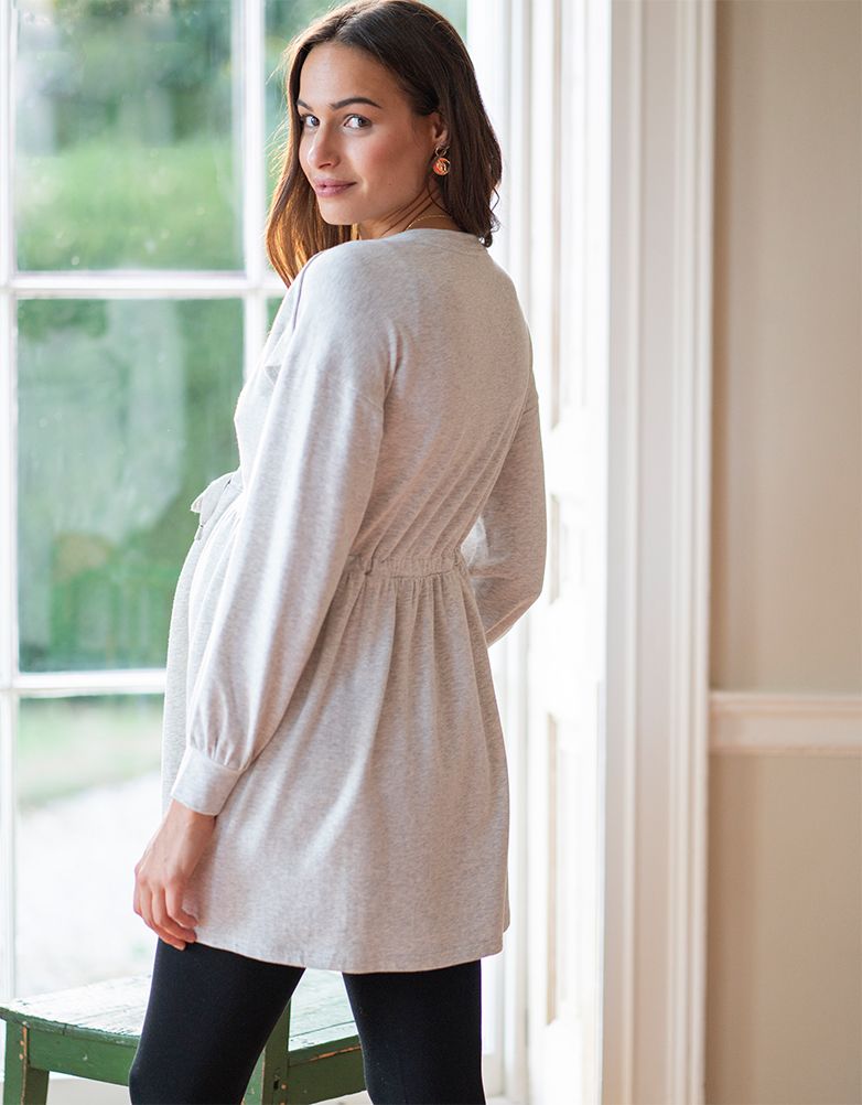Women Seraphine Jumpers &amp; Knitwear | Grey Marl Sweatshirt Maternity &amp; Nursing Tunic