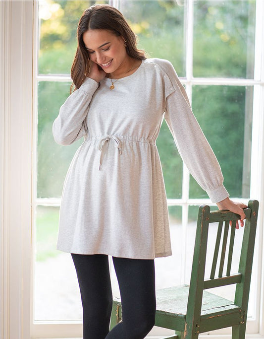 Women Seraphine Jumpers &amp; Knitwear | Grey Marl Sweatshirt Maternity &amp; Nursing Tunic