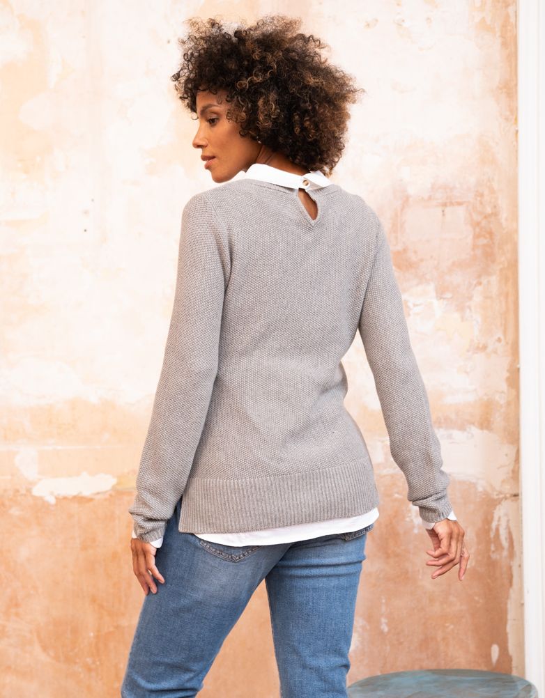 Women Seraphine Jumpers &amp; Knitwear | Mock Shirt Cotton Mix Maternity &amp; Nursing Sweater