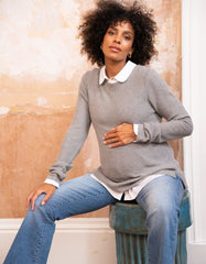 Women Seraphine Jumpers &amp; Knitwear | Mock Shirt Cotton Mix Maternity &amp; Nursing Sweater