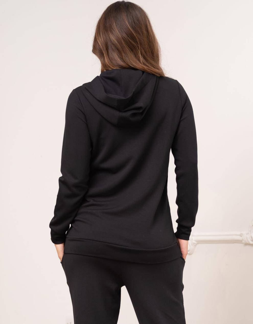 Women Seraphine Jumpers &amp; Knitwear | Modal Blend Black Maternity &amp; Nursing Hoodie