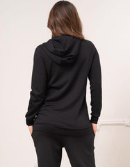Women Seraphine Jumpers &amp; Knitwear | Modal Blend Black Maternity &amp; Nursing Hoodie