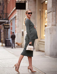 Women Seraphine Jumpers &amp; Knitwear | Rib Knit Button-Up Maternity-To-Nursing Cardigan With Collar Detail