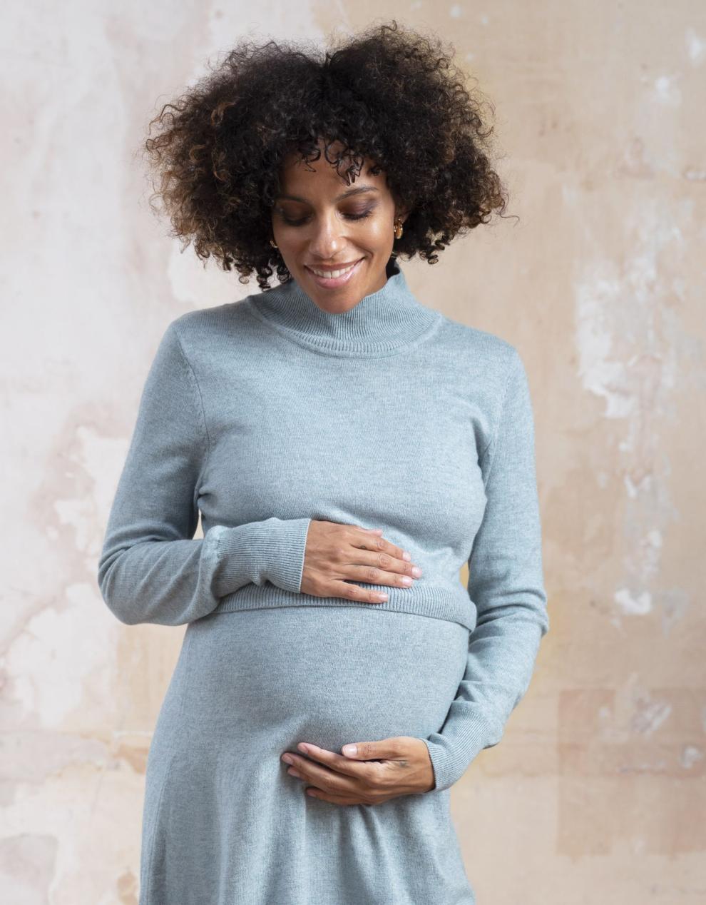 Women Seraphine Jumpers &amp; Knitwear | Sage Wool Blend Maternity &amp; Nursing Sweater Dress