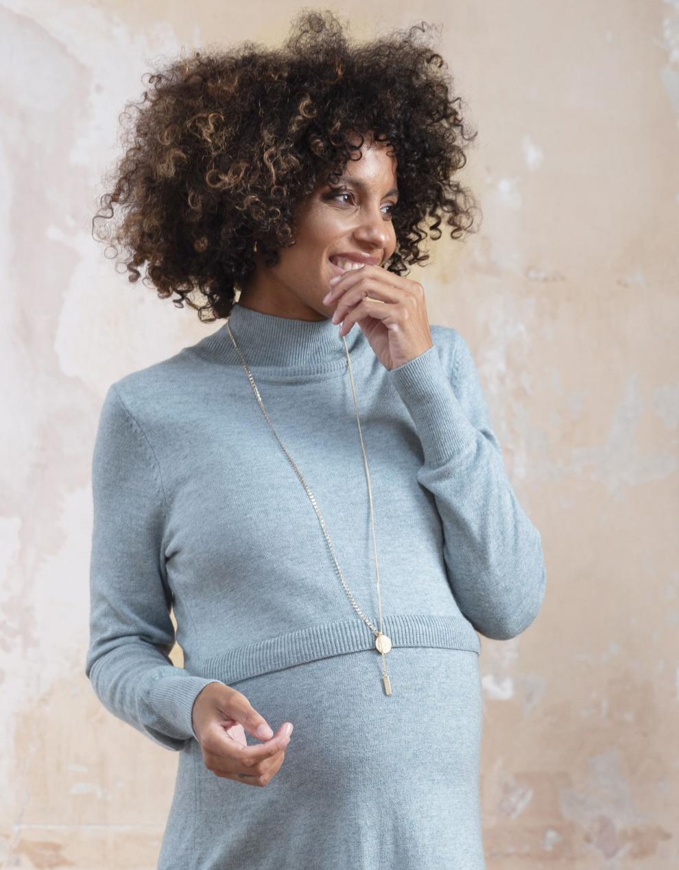 Women Seraphine Jumpers &amp; Knitwear | Sage Wool Blend Maternity &amp; Nursing Sweater Dress