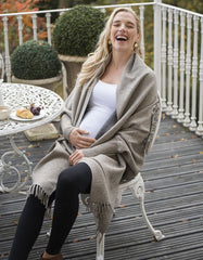 Women Seraphine Jumpers &amp; Knitwear | Two Tone Luxury Maternity &amp; Nursing Shawl Wrap Maternity