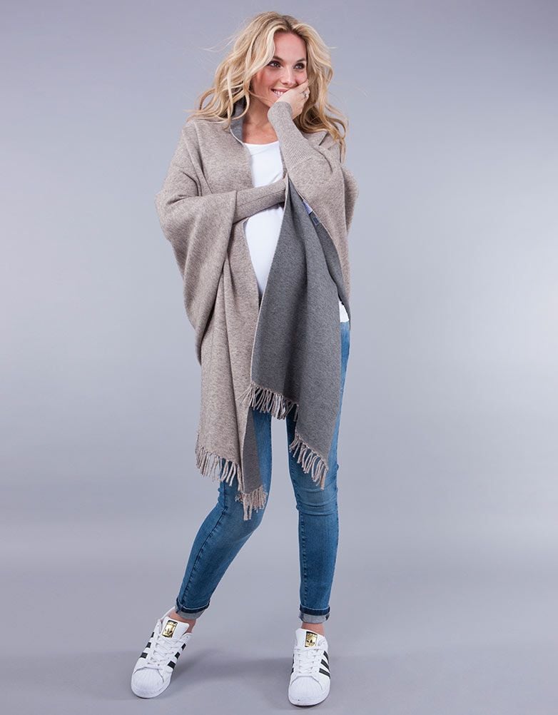 Women Seraphine Jumpers &amp; Knitwear | Two Tone Luxury Maternity &amp; Nursing Shawl Wrap Maternity