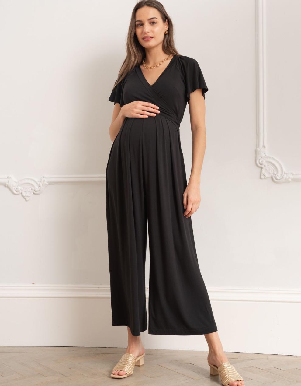 Women Seraphine Jumpsuits | Black Lenzing™ Ecovero™ Maternity &amp; Nursing Jumpsuit