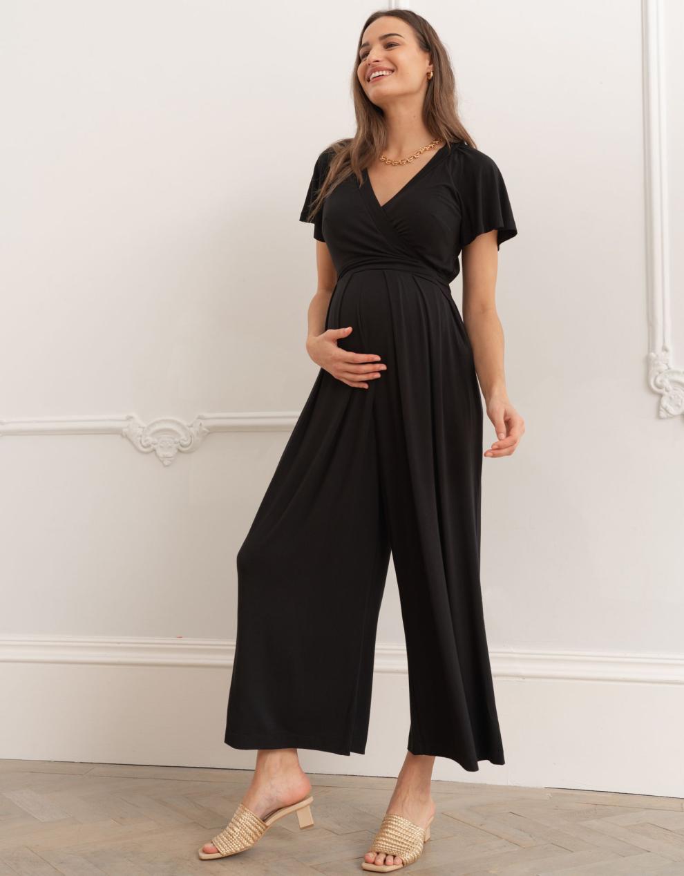 Women Seraphine Jumpsuits | Black Lenzing™ Ecovero™ Maternity &amp; Nursing Jumpsuit