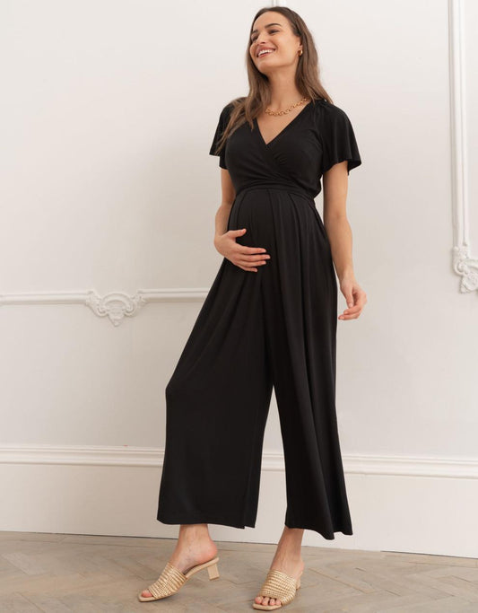 Women Seraphine Jumpsuits | Black Lenzing™ Ecovero™ Maternity &amp; Nursing Jumpsuit