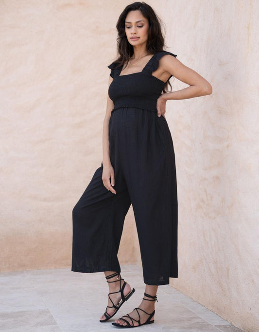 Women Seraphine Jumpsuits | Linen-Blend Maternity-To-Nursing Jumpsuit