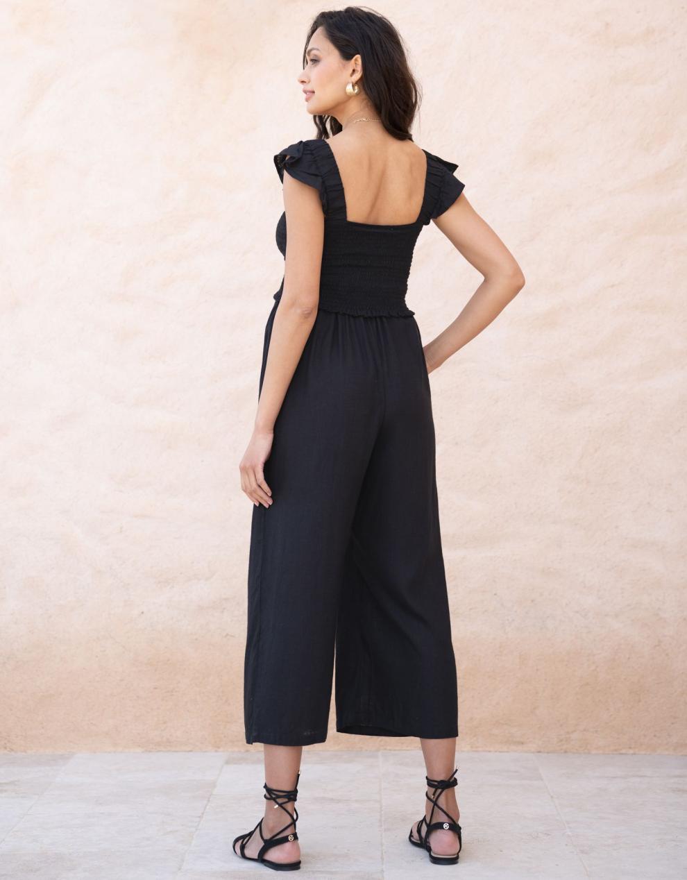 Women Seraphine Jumpsuits | Linen-Blend Maternity-To-Nursing Jumpsuit